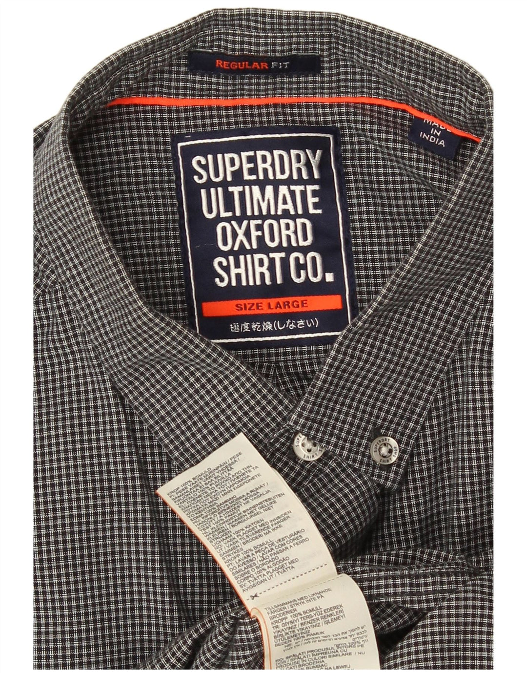 Superdry skjorte med normal pasform til mænd, stor grå ternet bomuld