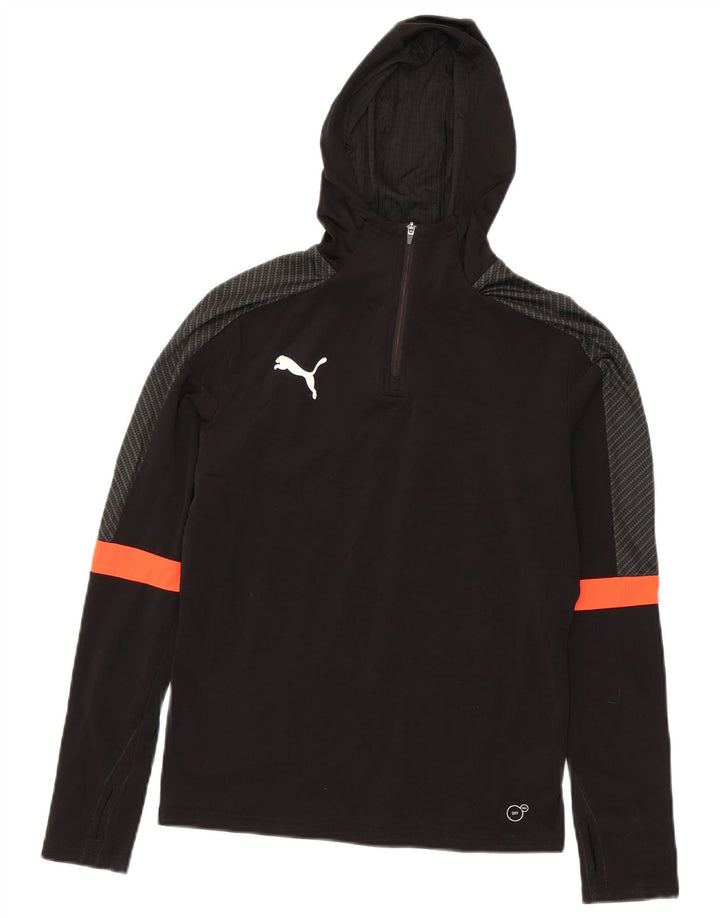 Puma Boys Hooded Zip Neck Pullover Tracksuit Top 13-14 Years Black