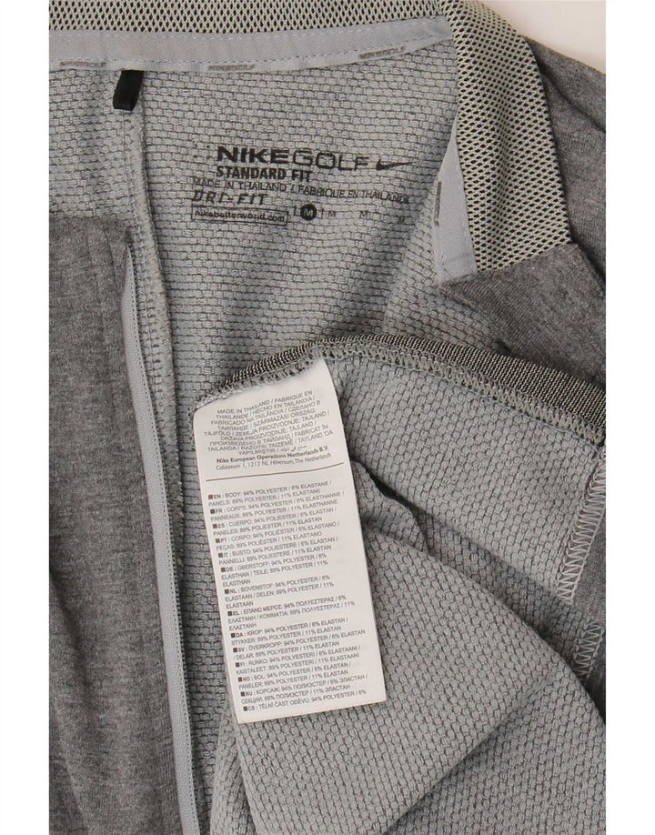 Nike Mens Dri Fit Zip Neck Pullover Tracksuit Top Medium Grey Polyester
