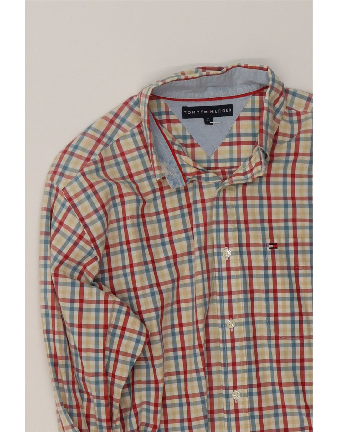 TOMMY HILFIGER Mens Shirt Medium Red Check Cotton Vintage Tommy Hilfiger and Second-Hand Tommy Hilfiger from Messina Hembry 