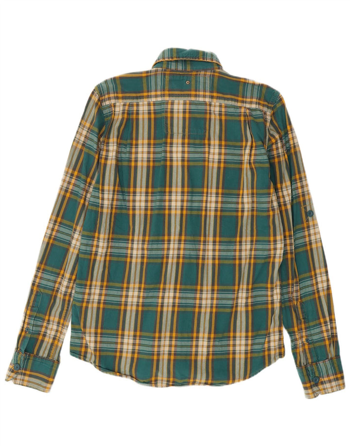 Superdry Mens Flannel Shirt Large Green Check Cotton
