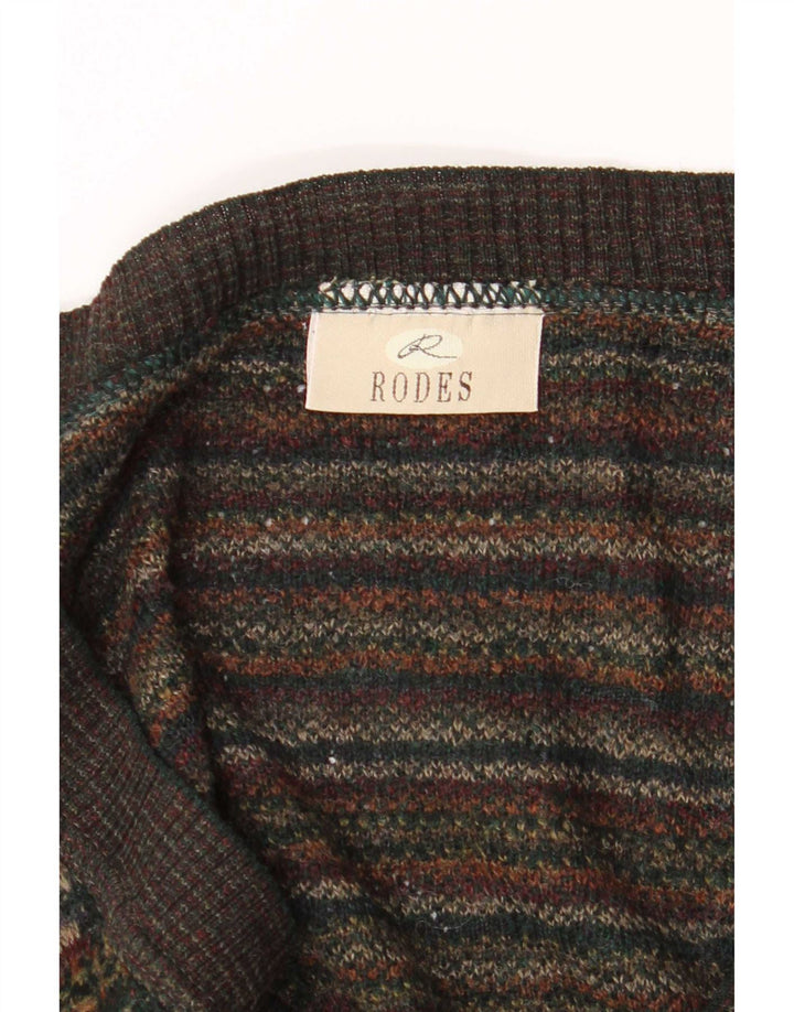 Rodes Herre Cardigan Sweater 2XL Brun Geometrisk Uld