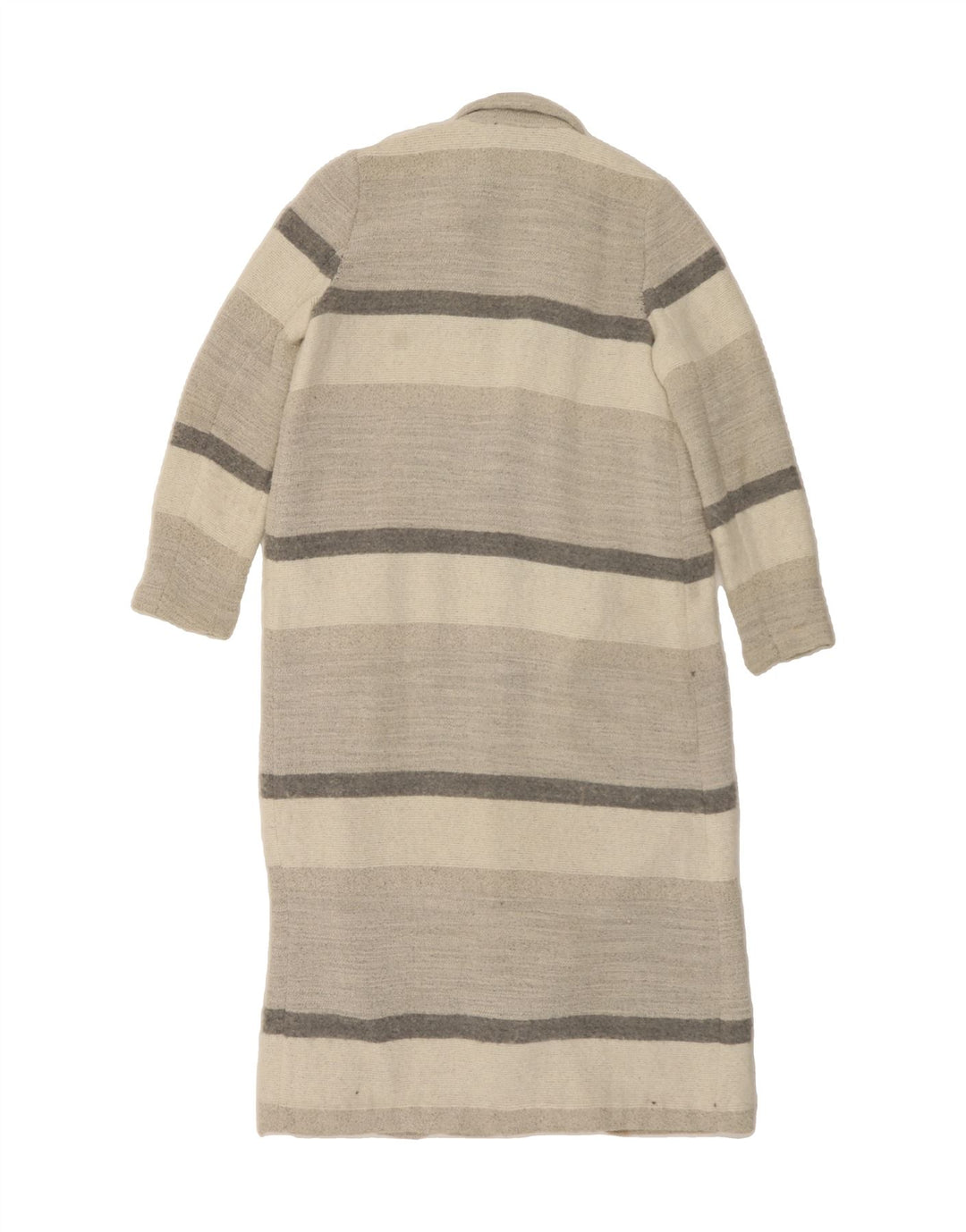 ZARA Womens Overcoat UK 14 Medium Grey Striped Polyester Vintage Zara and Second-Hand Zara from Messina Hembry 