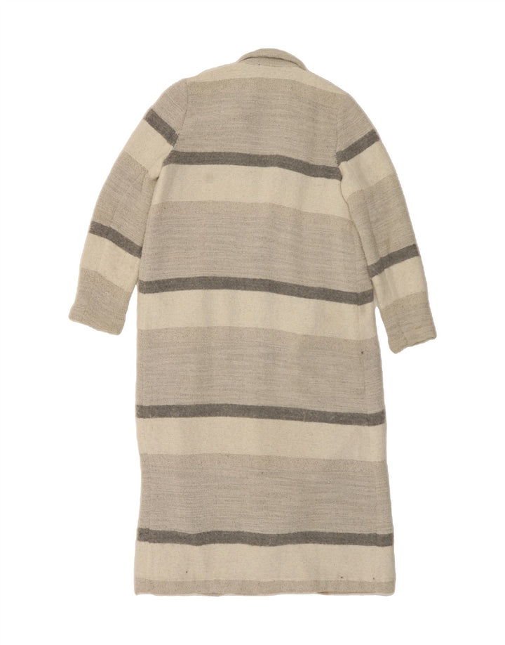 ZARA Womens Overcoat UK 14 Medium Grey Striped Polyester Vintage Zara and Second-Hand Zara from Messina Hembry 