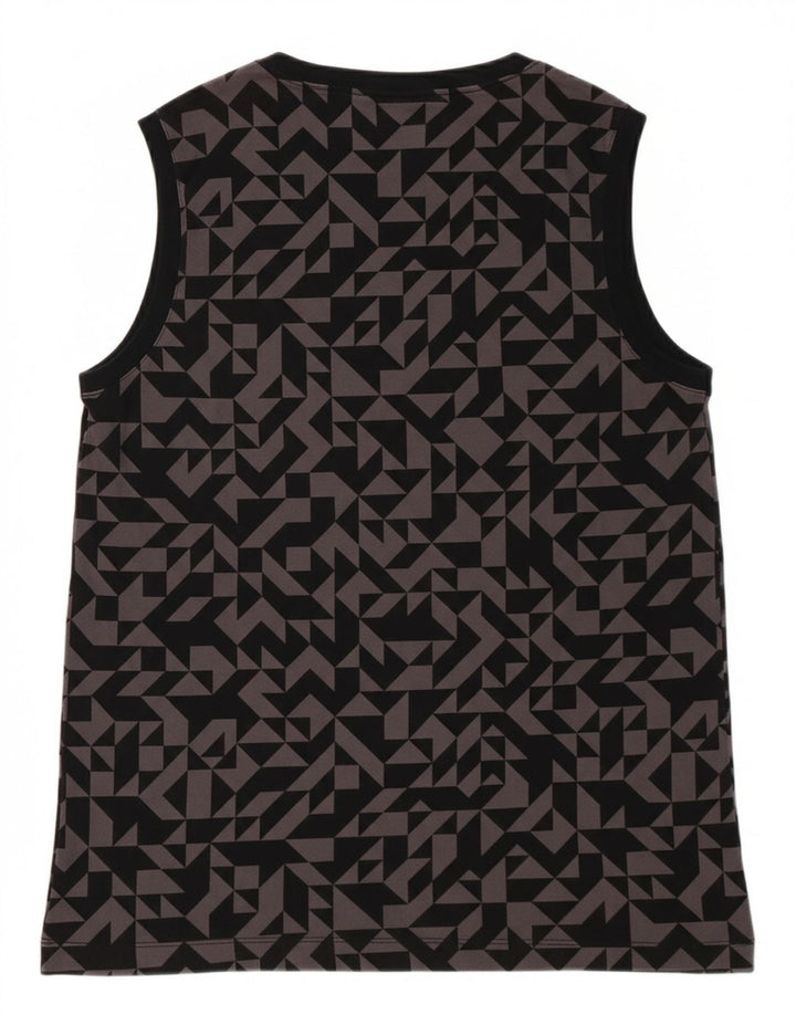 NIKE Womens Vest Top UK 12 Medium Black Geometric