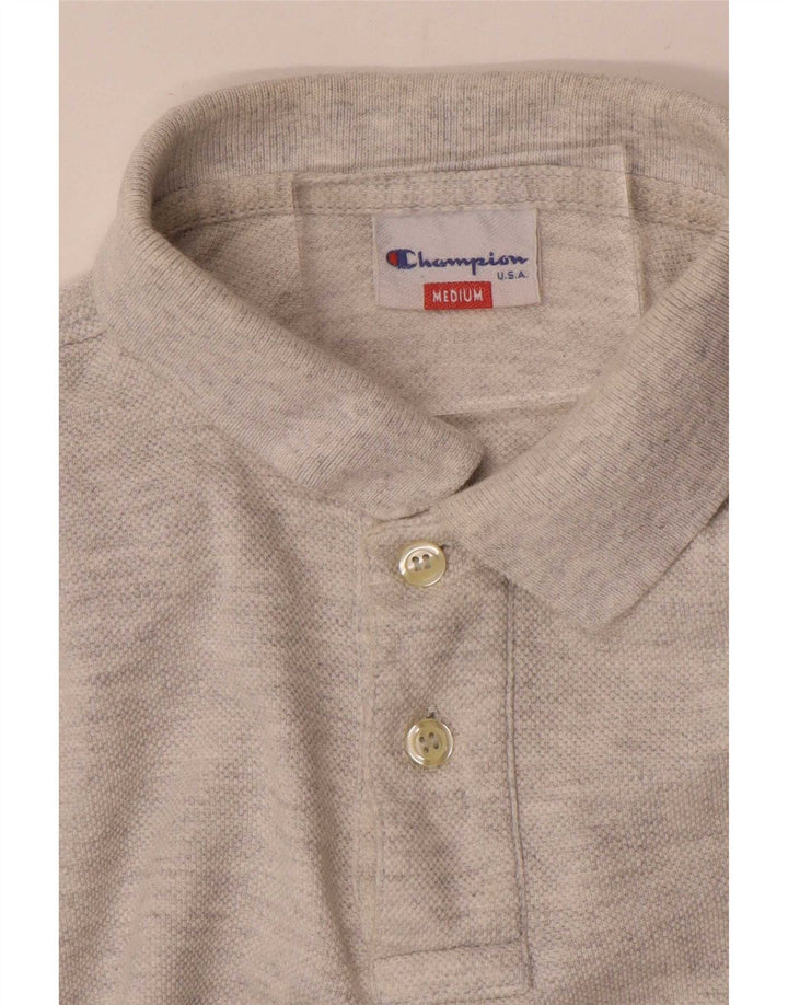 Champion Mens Long Sleeve Polo Shirt Medium Grey Flecked
