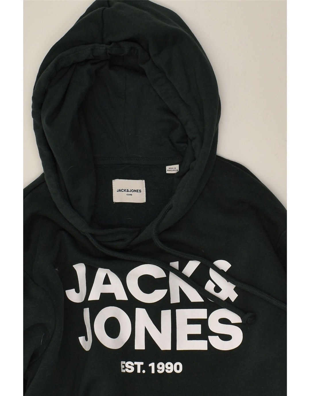 JACK & JONES Mens Graphic Hoodie Jumper Small Black Colourblock Cotton | Vintage Jack & Jones | Thrift | Second-Hand Jack & Jones | Used Clothing | Messina Hembry 