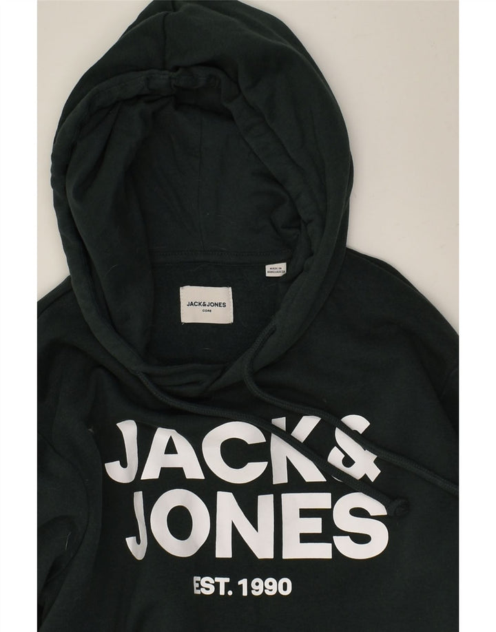 JACK & JONES Mens Graphic Hoodie Jumper Small Black Colourblock Cotton | Vintage Jack & Jones | Thrift | Second-Hand Jack & Jones | Used Clothing | Messina Hembry 