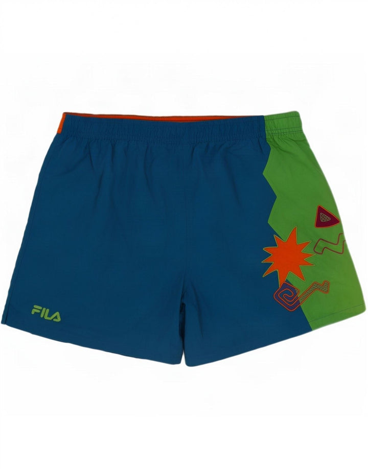 Shorts de natação masculino Fila grande azul colorblock poliéster