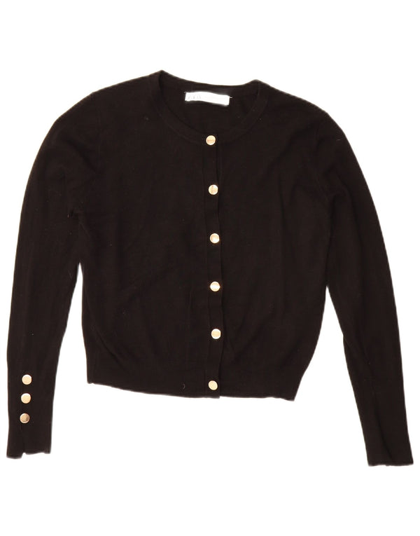 Zara Damen Crop Cardigan Pullover UK 14 Mittelschwarze Viskose