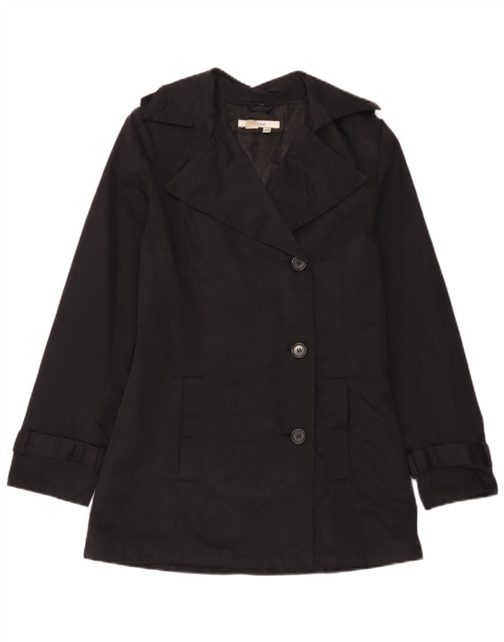 Zara Womens Trench Coat UK 12 Medium Black Cotton