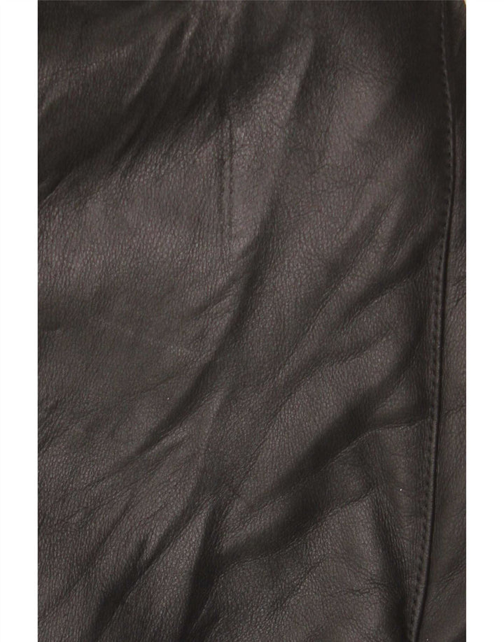 Vintage Womens Shearling Coat UK 12 Medium Black Leather