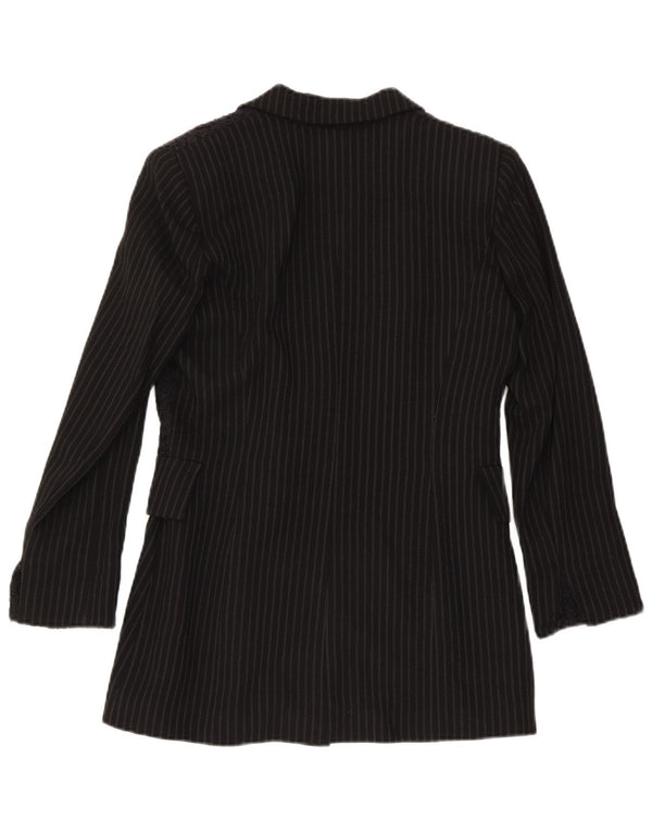 Modyva Womens 1 Button Blazer Jacket IT 42 Medium Black Striped Wool