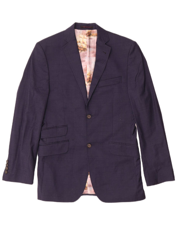 Ted Baker Herre 2-knaps blazerjakke UK 36 Small Navy Blue Wool