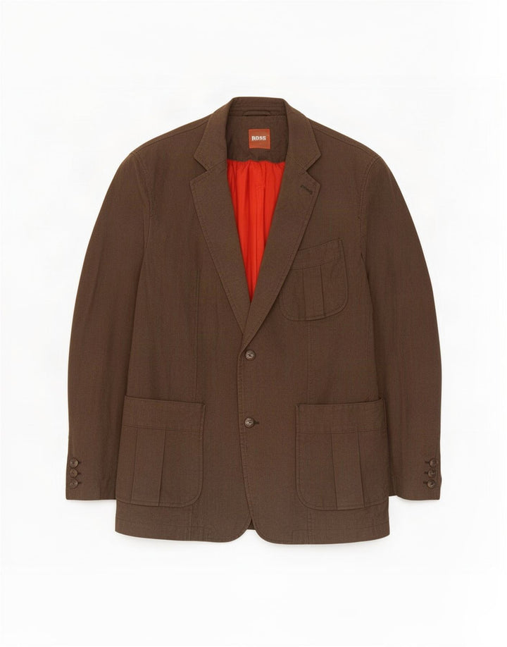 Hugo Boss Veste blazer à 2 boutons pour homme EU 54 2XL Marron Coton