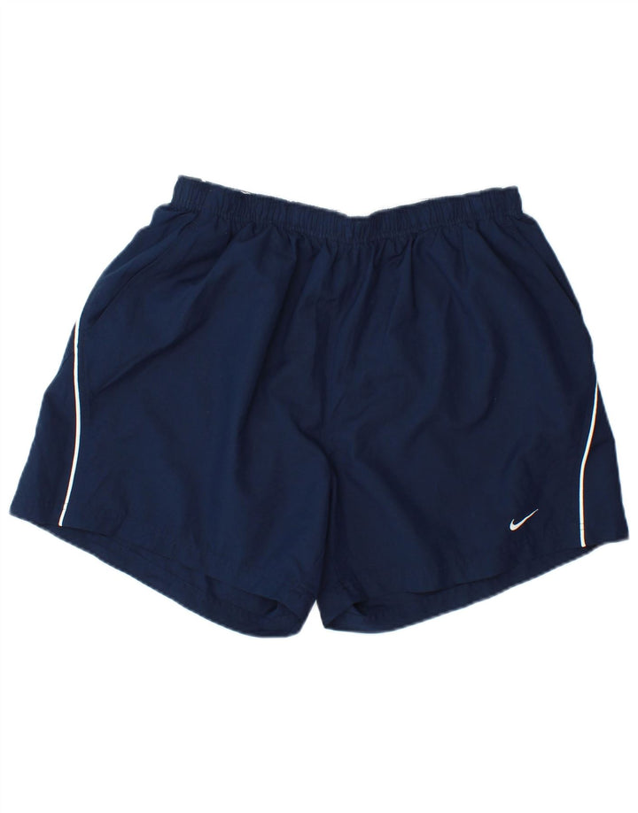 Nike herre sportsshorts XL marineblå stribet polyester