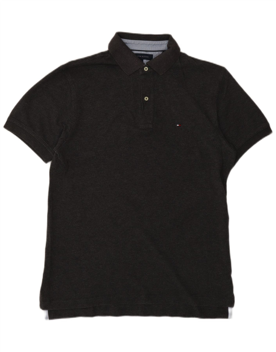 TOMMY HILFIGER Mens Polo Shirt Medium Grey Cotton