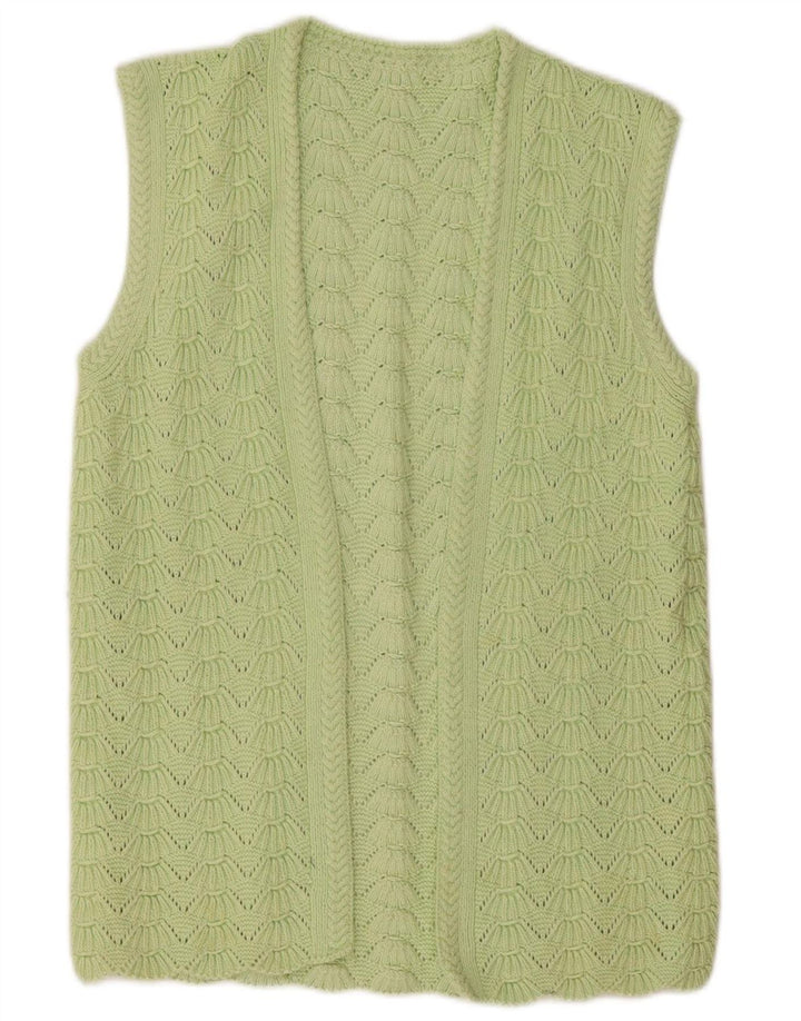 Vintage Womens Open Cardigan Sweater UK 14 Medium Green