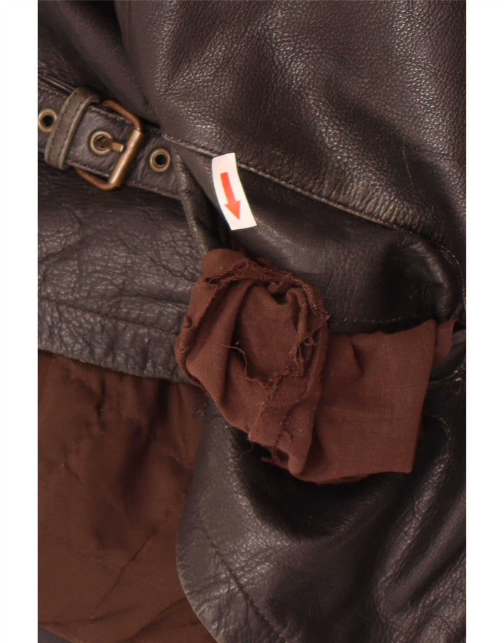 Bomb Boogie Chaqueta de cuero para hombre UK 36 Small Brown