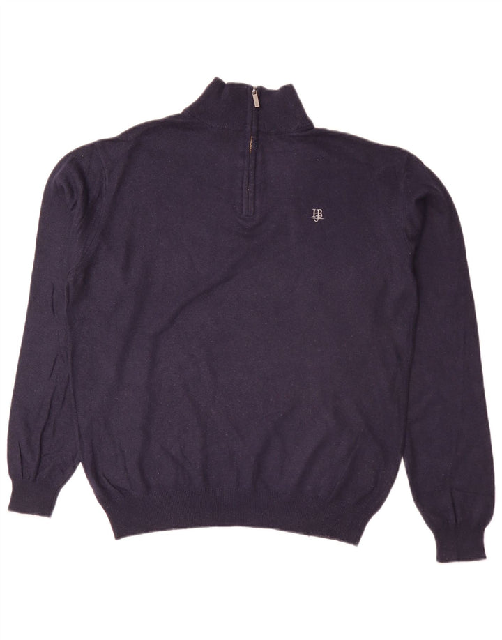 Harmont & Blaine Mens Zip Neck Jumper Sweater Large Navy Blue