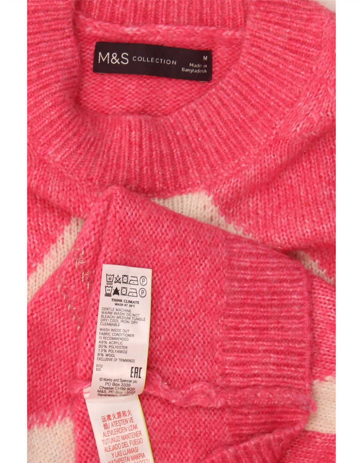 Marks & Spencer Womens Crew Neck Jumper Sweater UK 14 Medium Pink
