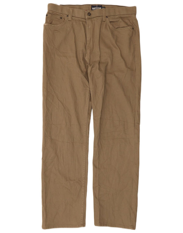 Marks & Spencer Mens Blue Harbour Straight Casual Trousers W36 L31 Beige
