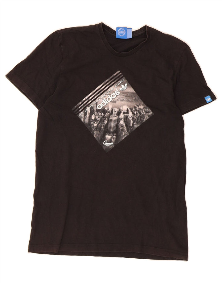 ADIDAS Mens Graphic T-Shirt Top Medium Black Vintage Adidas and Second-Hand Adidas from Messina Hembry 