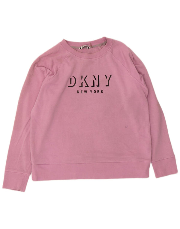 Dkny Donna Felpa con grafica New York Felpa UK 16 Grande Cotone Rosa