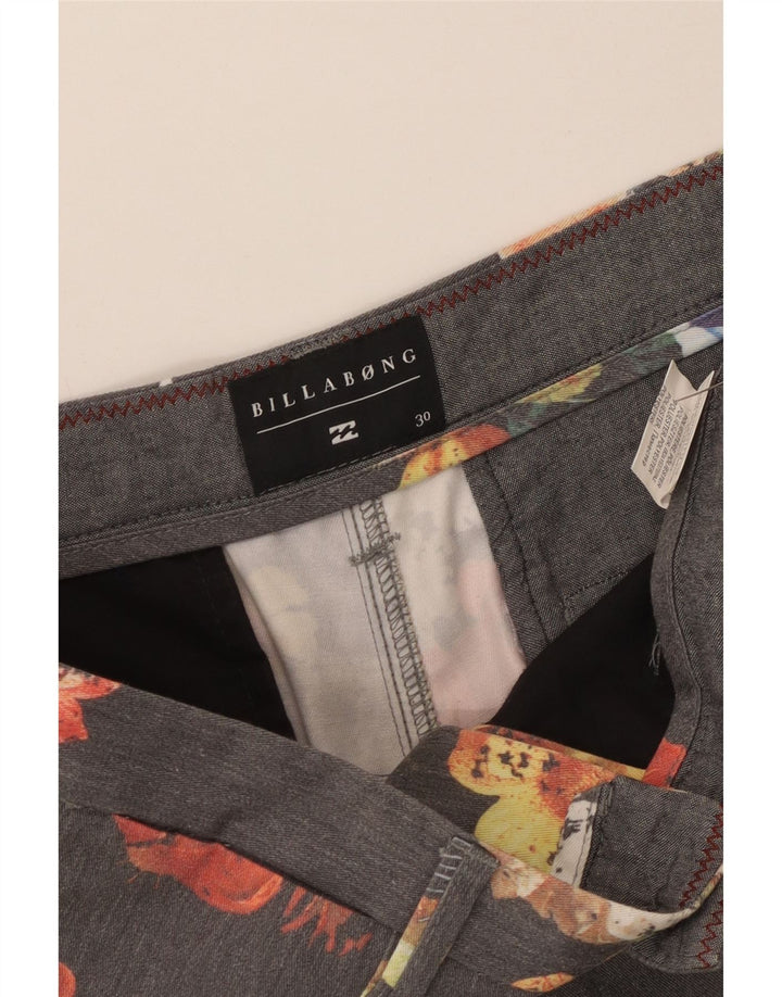 Billabong Mens Chino Shorts W30 Medium Grey Floral Polyester