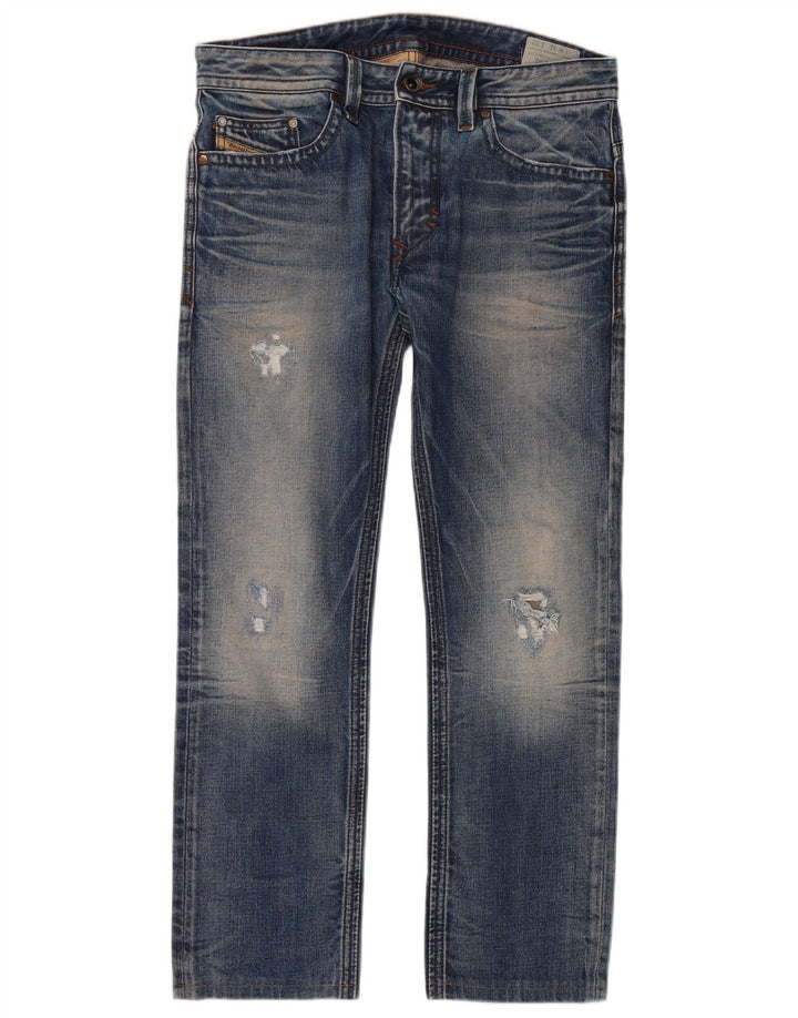Diesel Herren Thavar Distressed Straight Jeans W31 L27 Blau