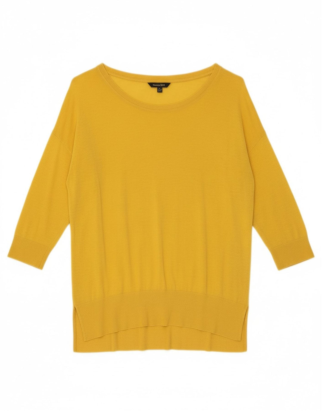 MASSIMO DUTTI Womens Boat Neck Jumper Sweater UK 14 Medium Yellow