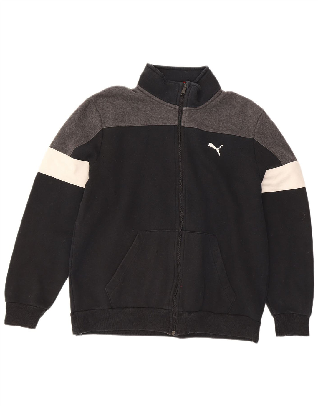 PUMA Mens Tracksuit Top Jacket Large Black Colourblock Cotton