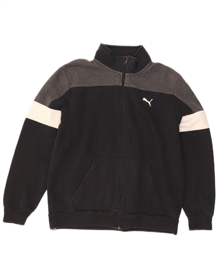 PUMA Mens Tracksuit Top Jacket Large Black Colourblock Cotton