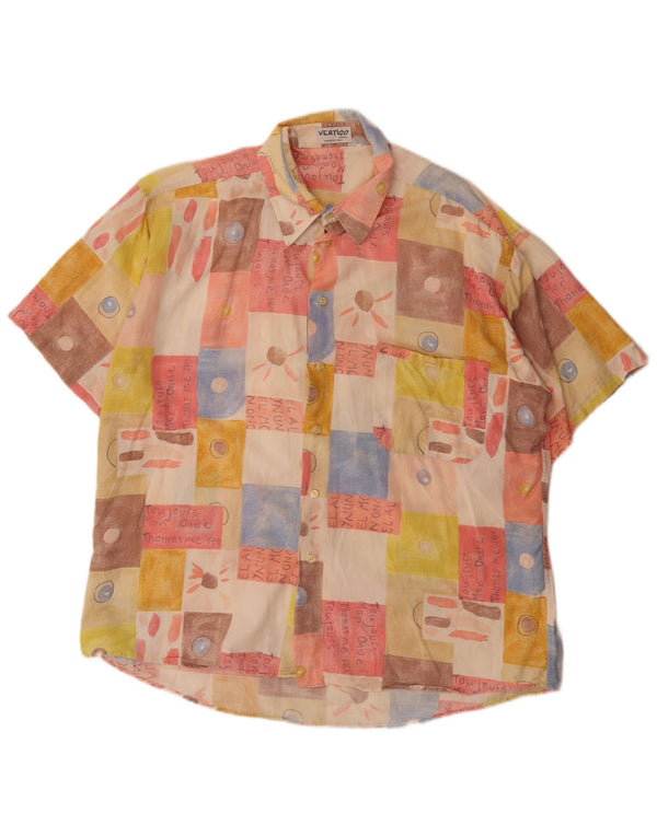 Vertigo Mens Short Sleeve Shirt 2XL Multicoloured Patchwork