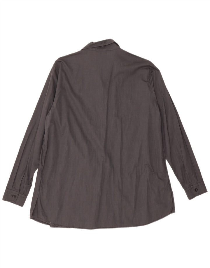 Benetton Dame Oversized Skjorte UK 10 Lille Grå Bomuld