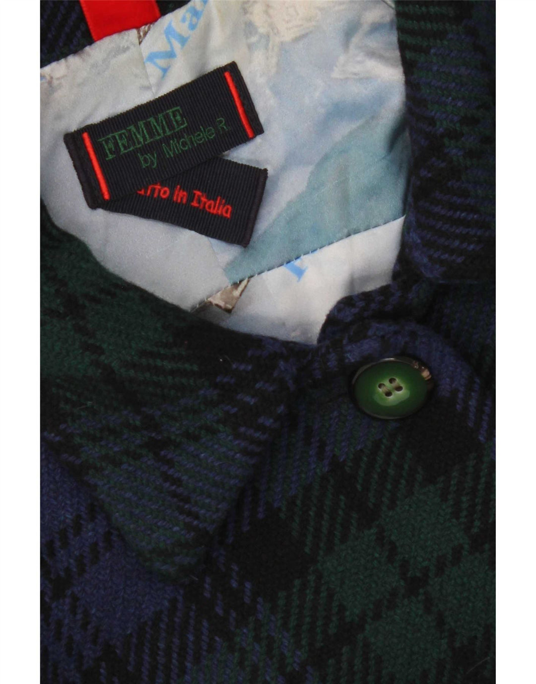 Vintage overfrakke til kvinder UK 18 XL Navy Blue Check