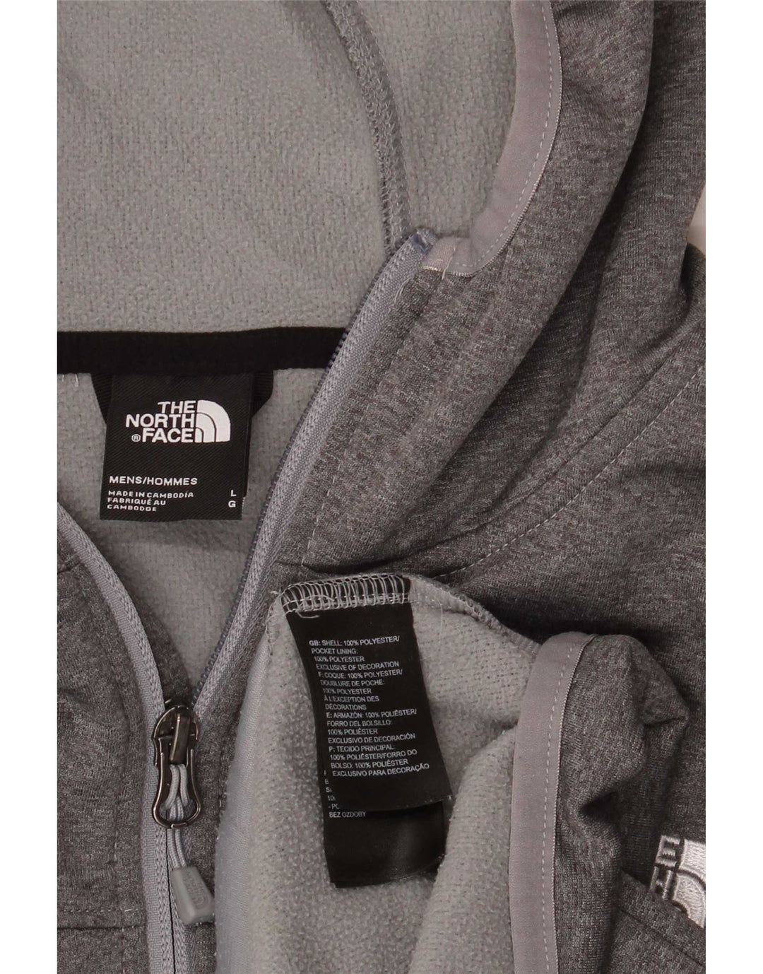 The North Face Pull à capuche zippé pour homme Large Gris Polyester