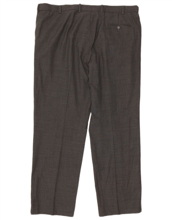 Marks & Spencer Mens Straight Casual Trousers W40 L31 Grey Wool