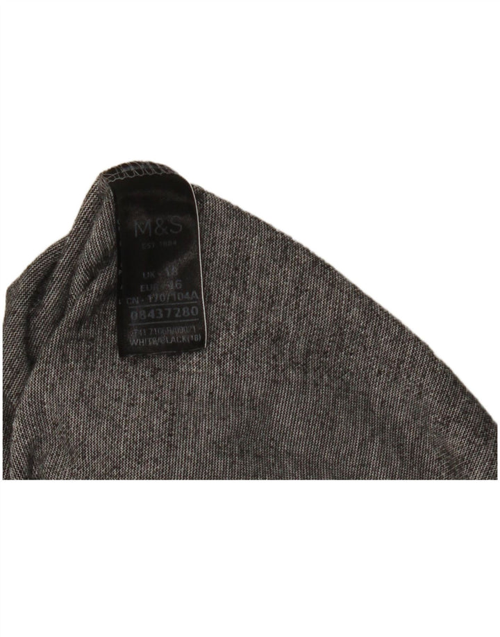 Marks & Spencer Haut Femme Manches 3/4 UK 18 XL Noir Vichy Polyester
