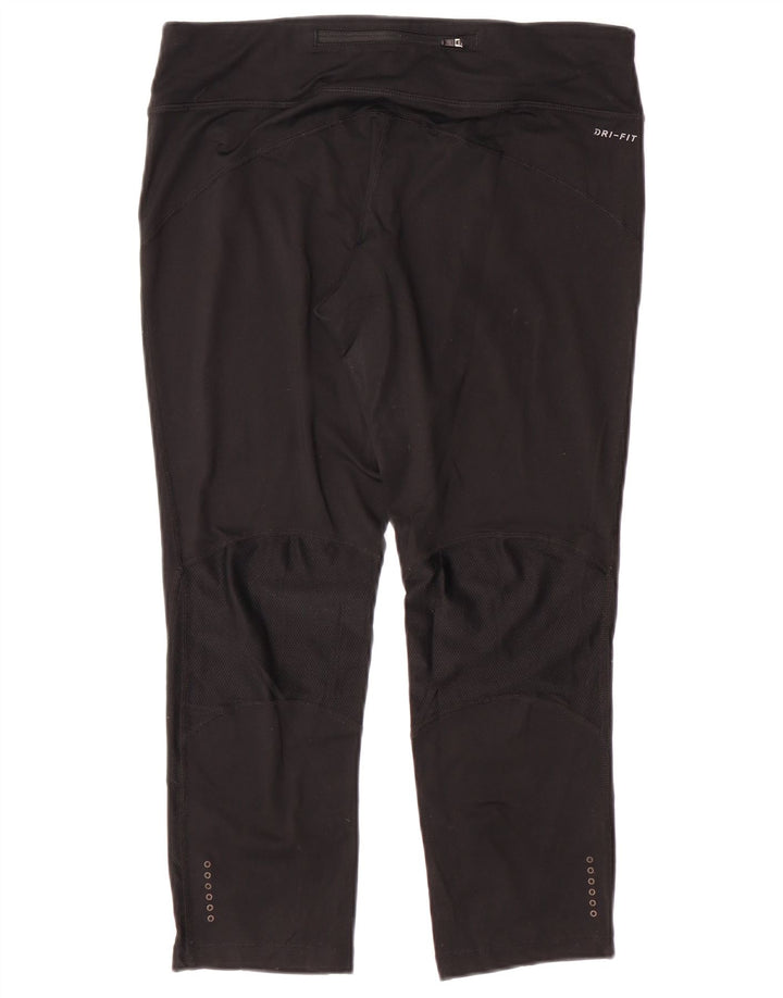 NIKE Womens Dri Fit Capri Leggings UK 14 Large  Black Polyester