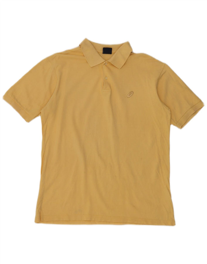 Asics Mens Polo Shirt Medium Yellow Cotton