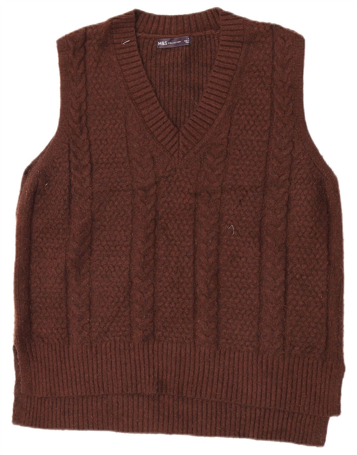 Marks & Spencer Womens Vest Tank Top UK 16 Large Brown Polyester