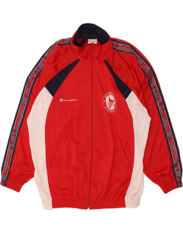 CHAMPION Mens Tracksuit Top Jacket Large Red Colourblock Polyester Vintage Champion and Second-Hand Champion from Messina Hembry 