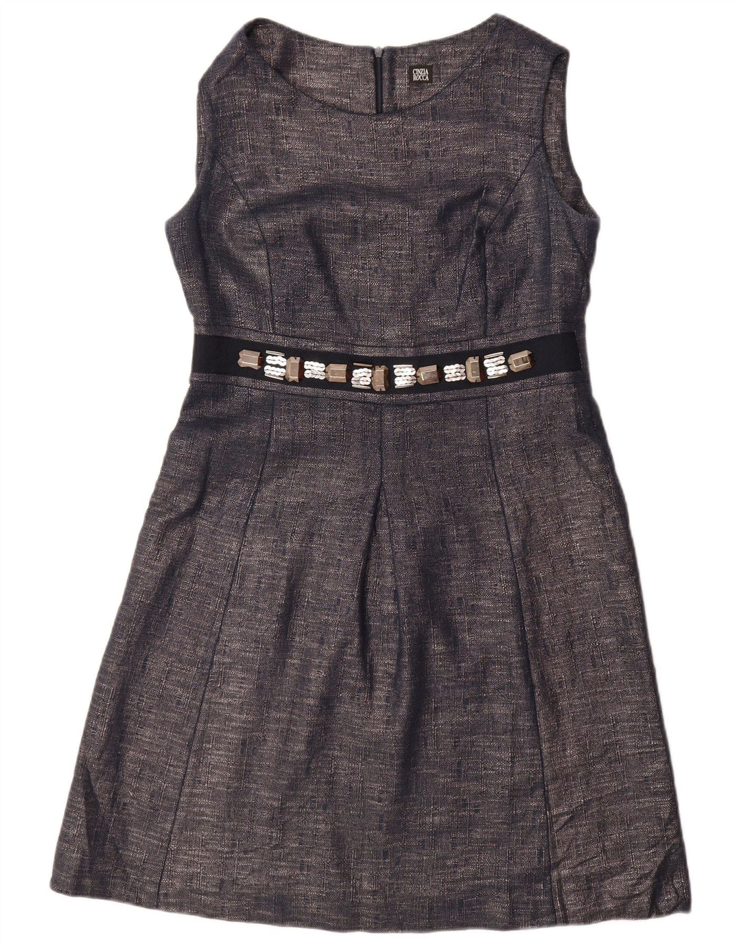 CINZIA ROCCA Womens 1 Button 2 Piece Set UK 10 Small  Navy Blue Cotton