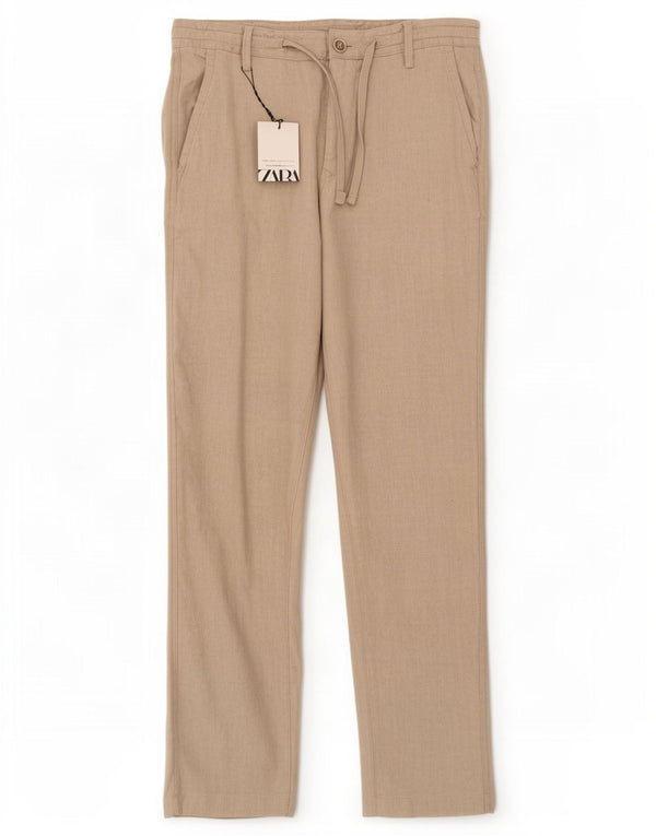 Męskie spodnie chino Zara EU 38 Small W30 L30 Beżowe lniane