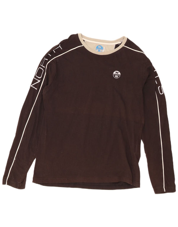 North Sails Haut graphique à manches longues pour femme UK 16 Large Marron Colourblock