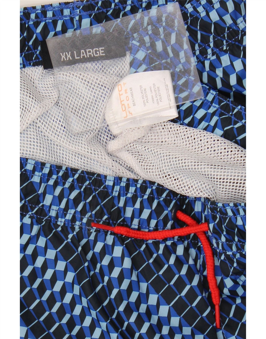 LOTTO Mens Swimming Shorts 2XL  Blue Geometric Polyester Vintage Lotto and Second-Hand Lotto from Messina Hembry 