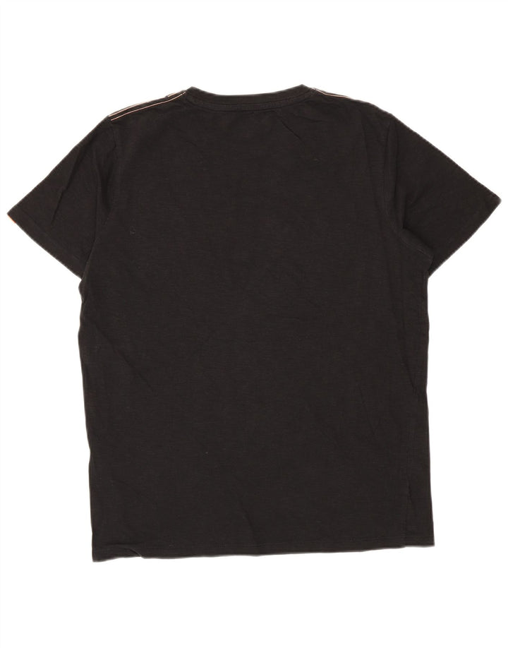 JACK & JONES Mens Graphic T-Shirt Top Medium Black Cotton