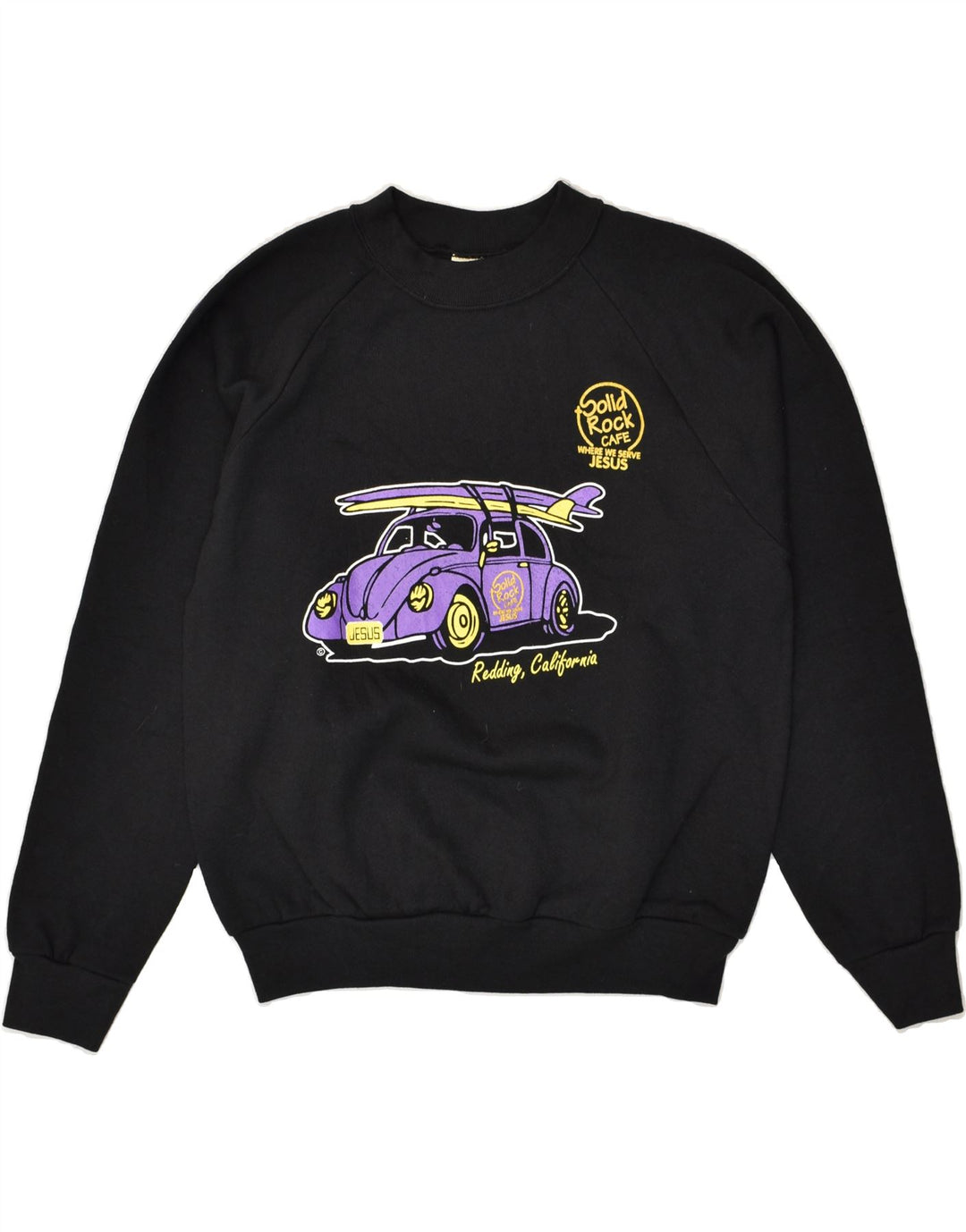 VINTAGE Mens Graphic Sweatshirt Jumper Medium Black Cotton Vintage Vintage and Second-Hand Vintage from Messina Hembry 