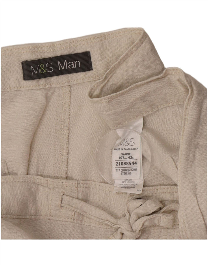 Marks & Spencer Mens Chino Shorts W42 2XL Beige Flax